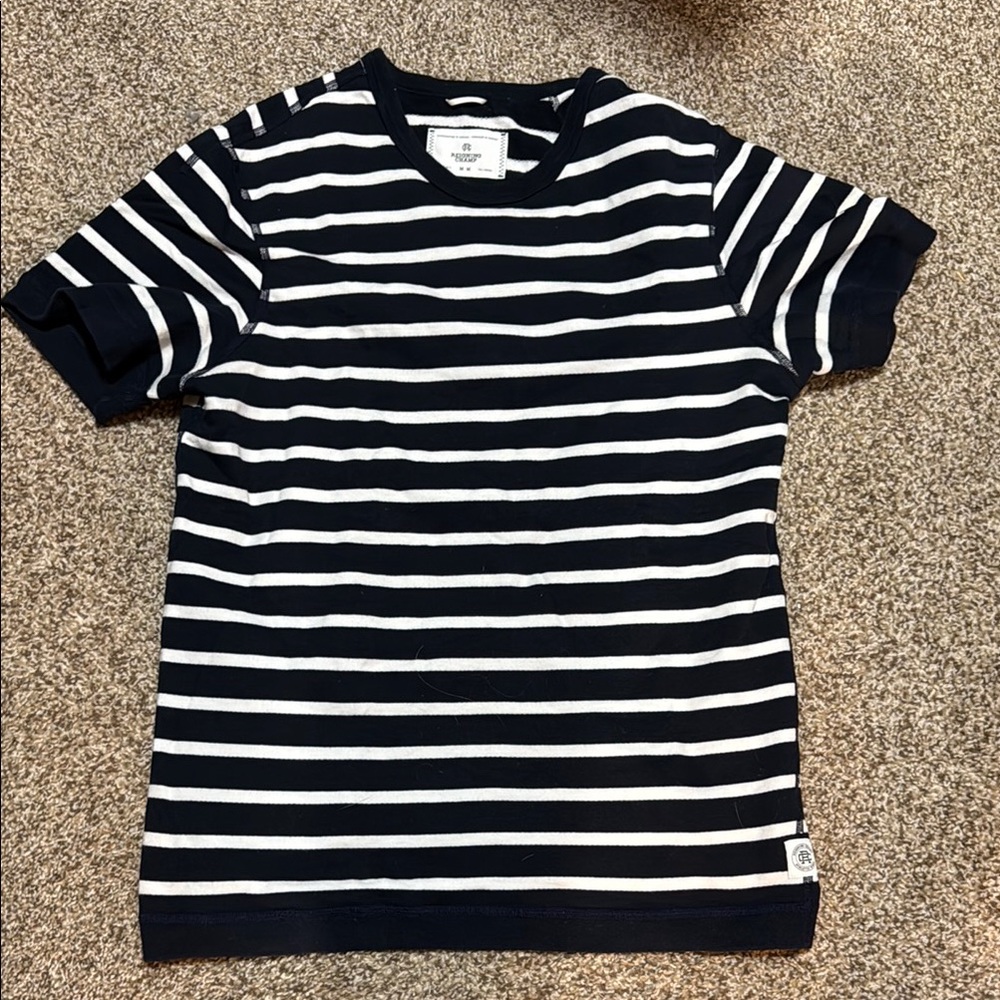 Reigning Champ Blue and White Short Sleeve Tee
